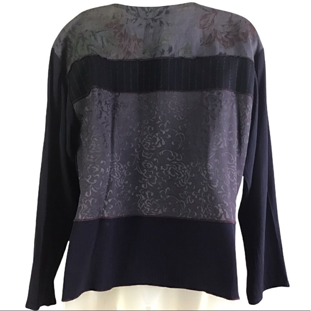 Spenser Alexis VTG Lagenlook Mixed Materials Button Front Blouse/Jacket - Picture 4 of 12